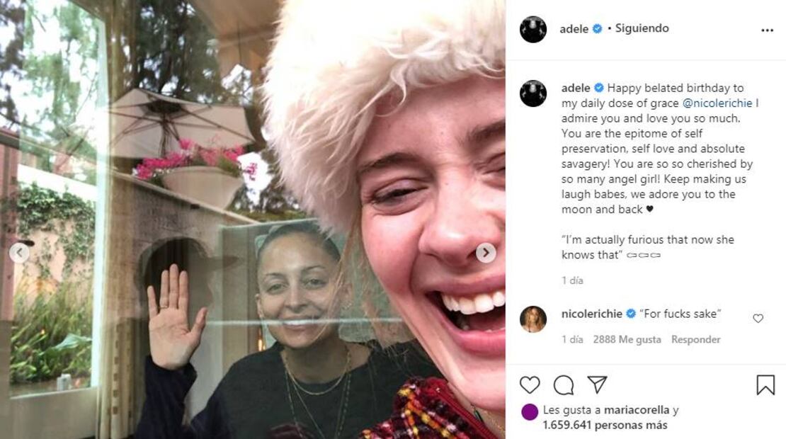 Adele vuelve a sorprender en redes y festeja a Nicole Richie