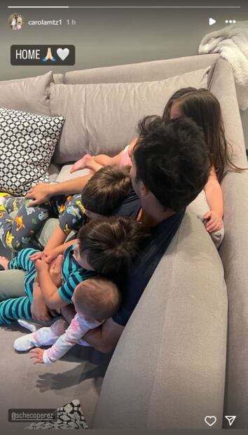 Sergio 'Checo' Pérez junto a sus hijos, Chequito, Carlota, Emilio y su bebé / Instagram