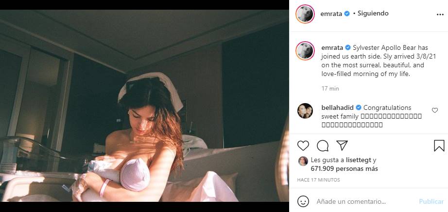 Emily Ratajkowski: ya nació su bebé y lo presenta al mundo