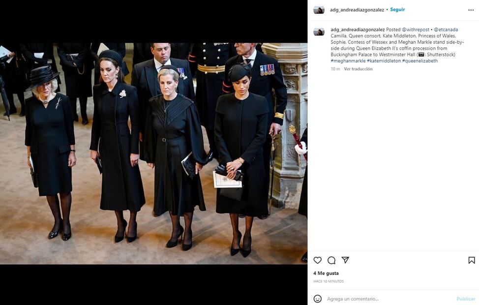 Meghan Markle y Kate Middleton juntas en la llegada de los restos de Isabel II a Westminster