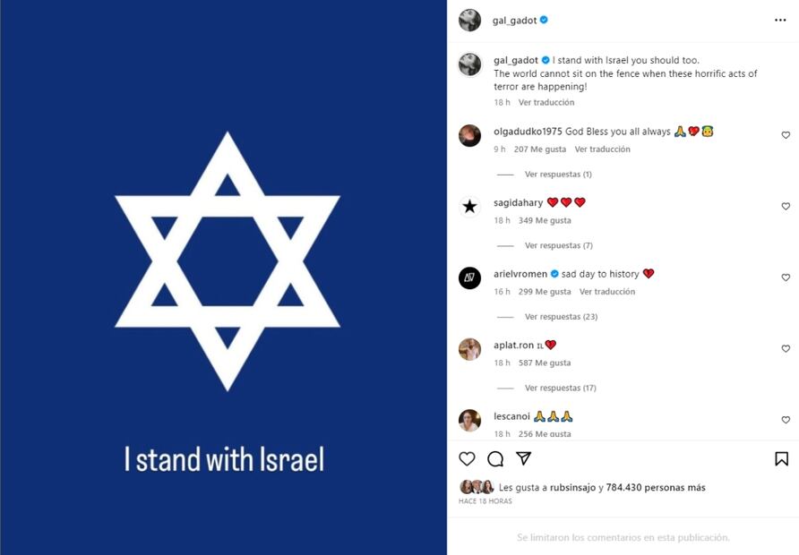 El mensaje de Gal Gadot tras el ataque a Israel / Instagram: @gal_gadot