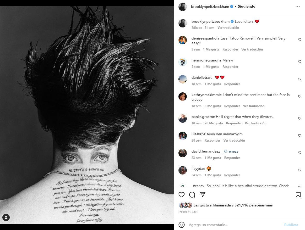 De los 100 tatuajes de Brooklyn Beckham, 70 están dedicados a Nicola Peltz