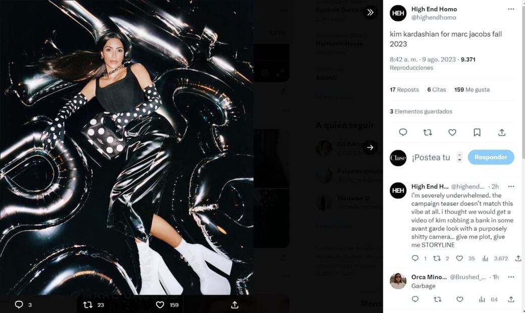 Kim Kardashian para Marc Jacobs / Twitter