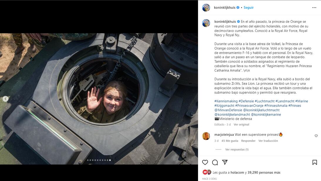 Entre tanques y submarinos, la princesa Catalina Amalia de Holanda es presentada al ejército