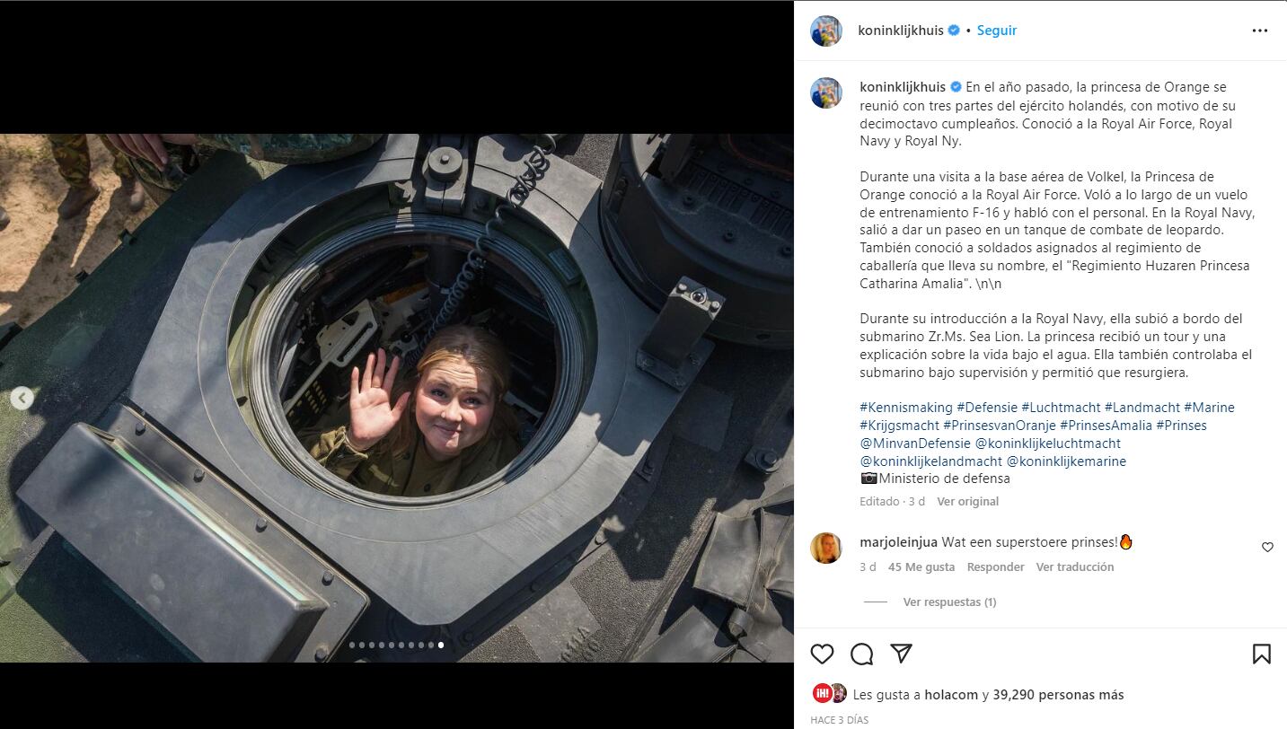 Entre tanques y submarinos, la princesa Catalina Amalia de Holanda es presentada al ejército