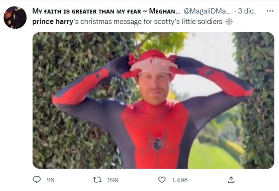 El príncipe Harry envía conmovedor mensaje de Navidad vestido como 'Hombre Araña'