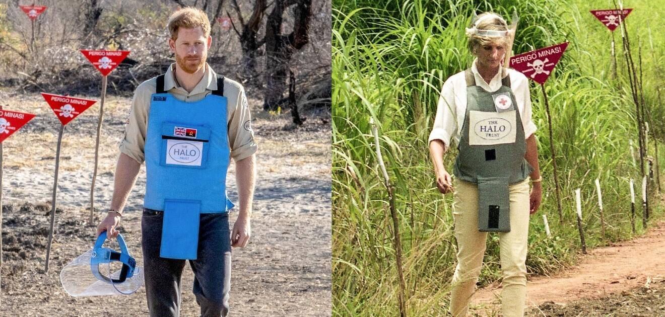El príncipe Harry rinde homenaje a la princesa Diana al caminar por un campo minado en África 