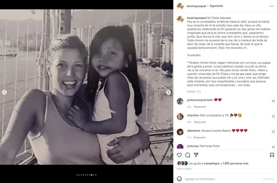 Beatriz Pasquel dedica dulces palabras a su hija Natasha por su cumpleaños