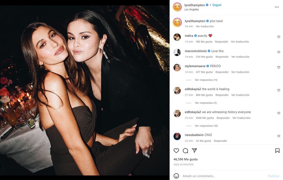 Selena Gomez y Hailey Bieber terminan rumores de enemistad al tomarse una foto juntas