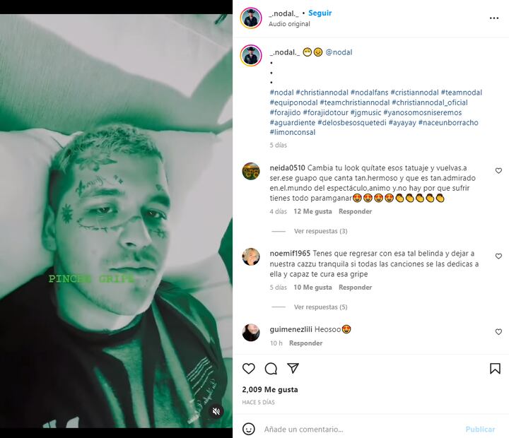 Christian Nodal aparece sin tatuajes en la cara ¿entonces eran falsos?