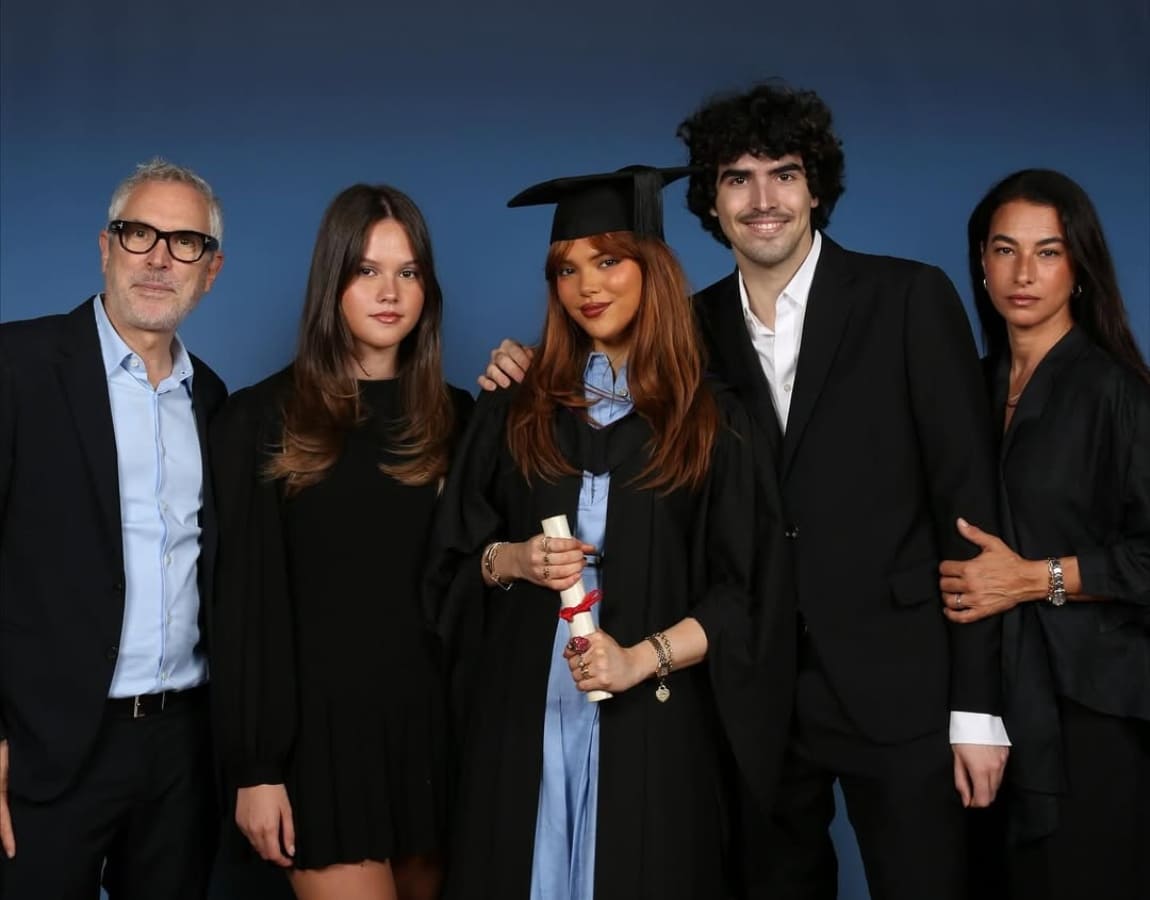 Alfonso Cuarón, Tess Bu, Olmo y Annalisa Bugliani / Foto: Instagram