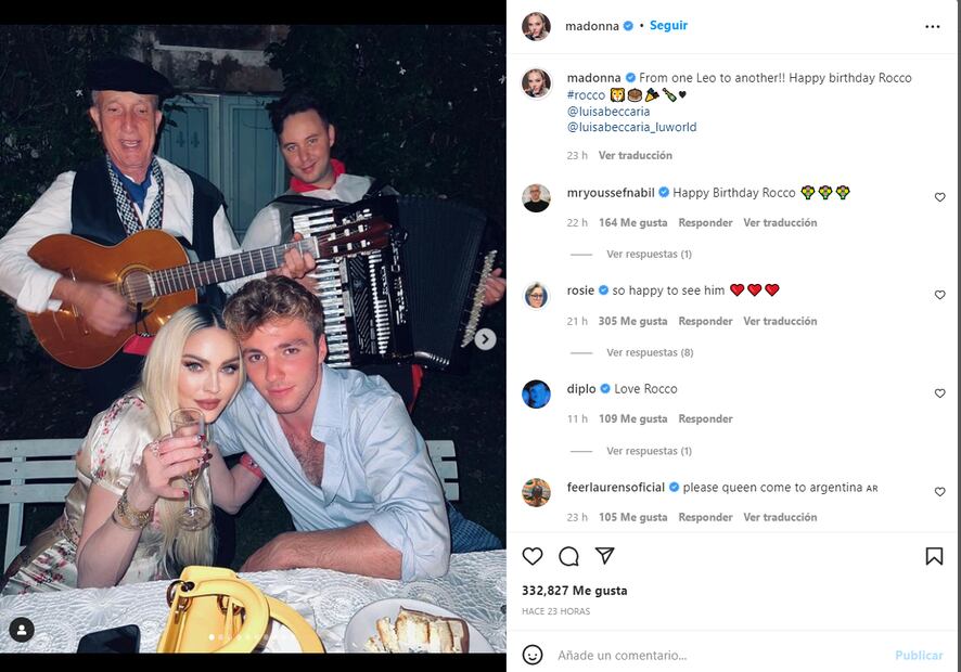 Madonna festeja sus 64 años con total elegancia en Italia