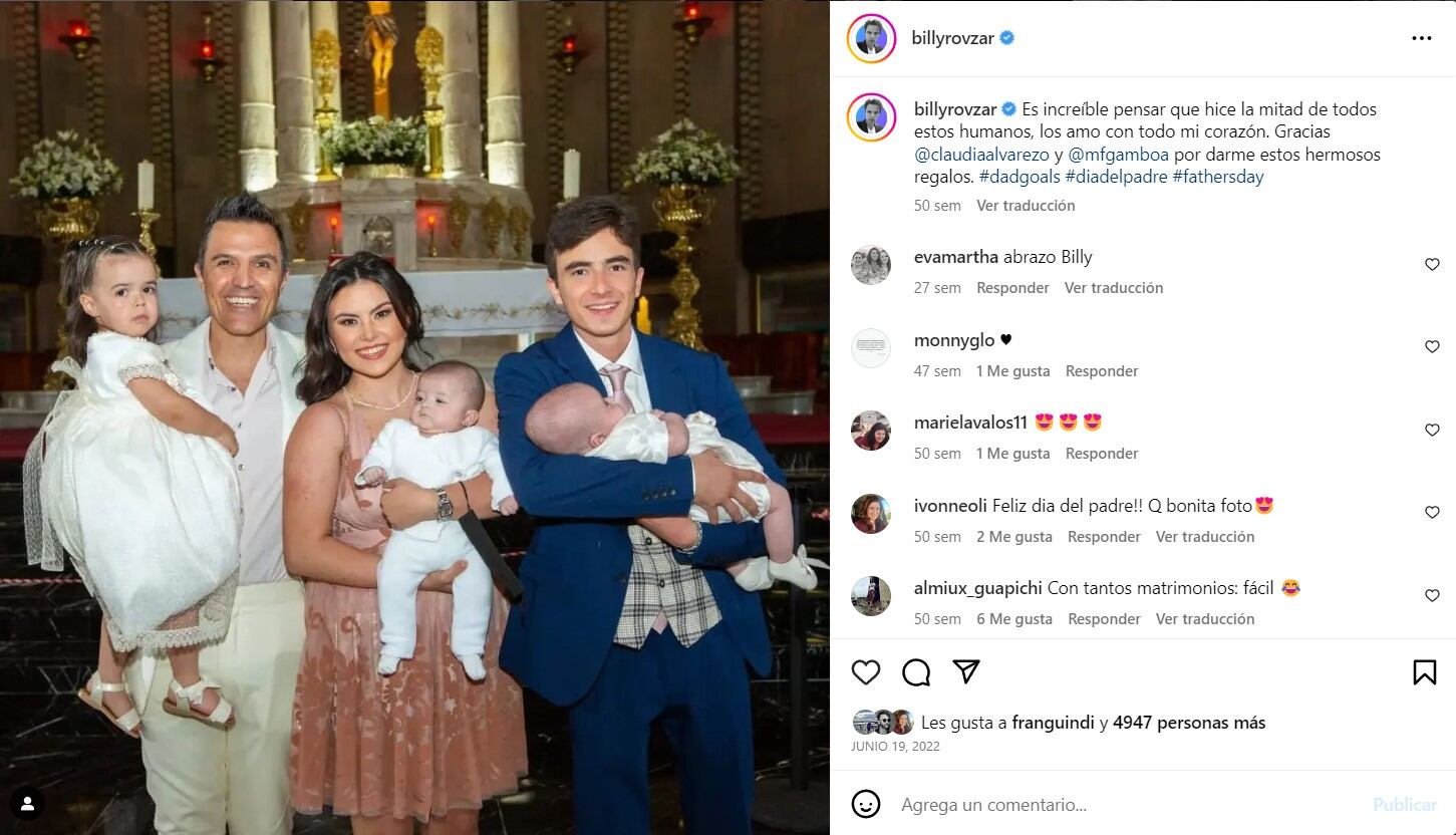 Billy Rovzar posa con sus 5 hijos / Instagram