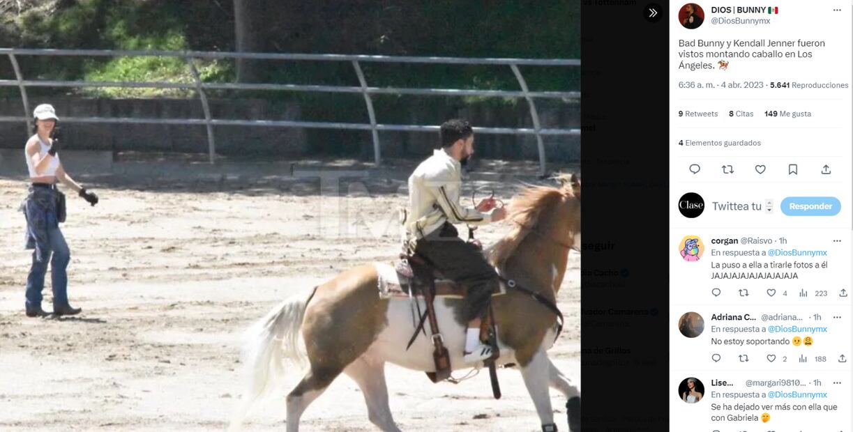 Kendall Jenner y Bad Bunny captados en romántica cita montando a caballo
