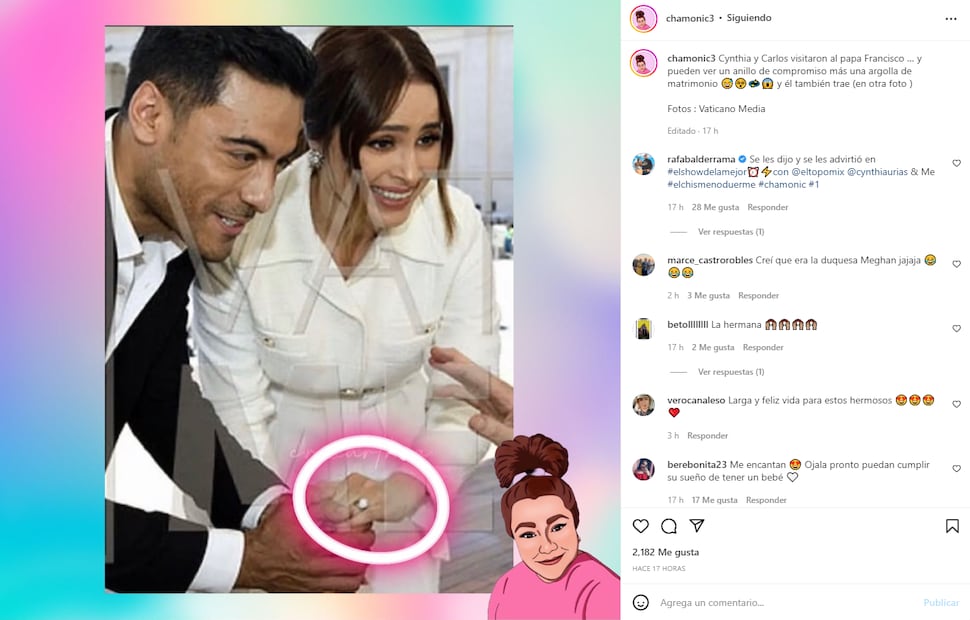 Carlos Rivera y Cynthia Rodríguez visitan al Papa y lucen anillos de boda