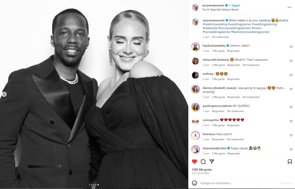 Adele y Rich Paul / Instagram: @sarareneeevents