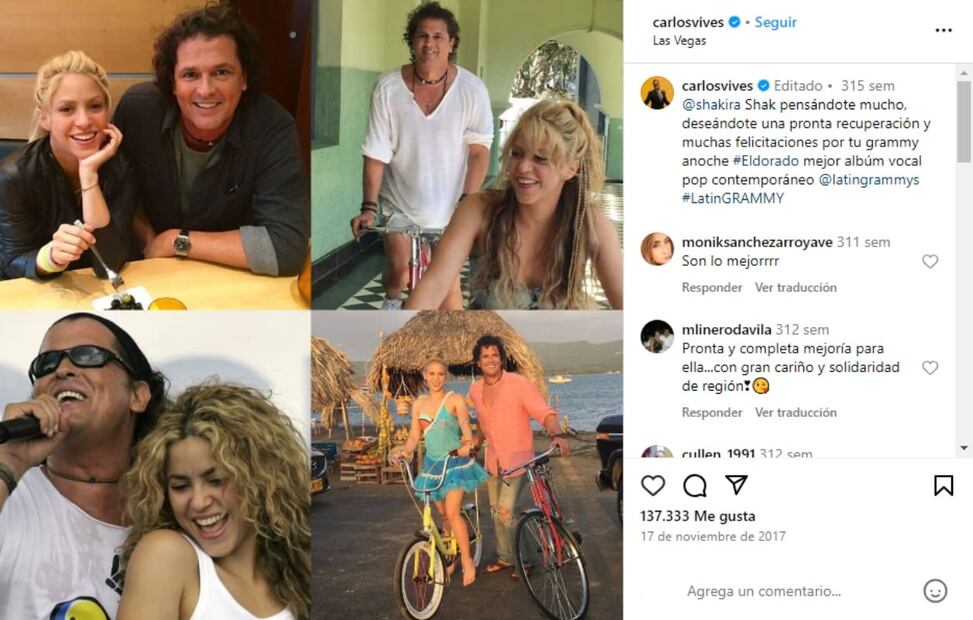 La amistad de Shakira y Carlos Vives / Instagram