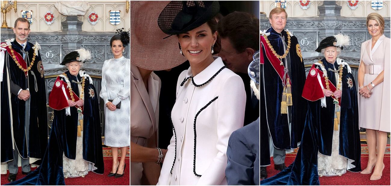 Kate Middleton con las reinas Máxima de Holanda y Letizia de España en la Orden de la Jarretera
