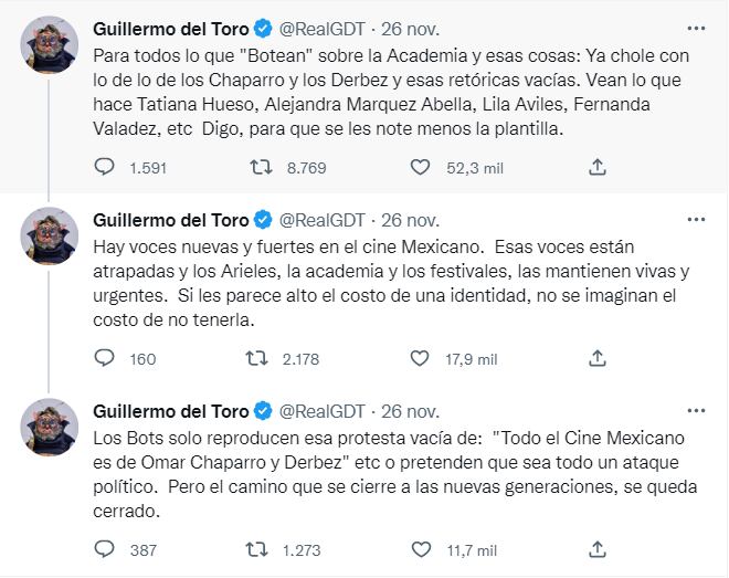 "Ya chole con los Chaparro y los Derbez, hay voces nuevas en el cine mexicano", Guillermo del Toro