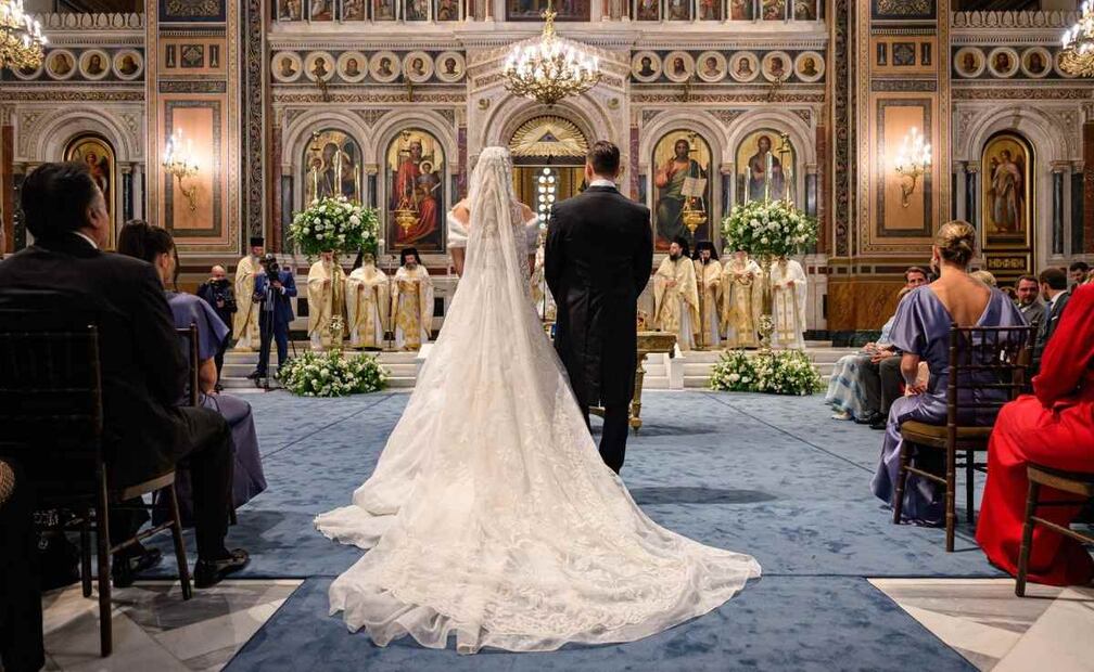 La princesa Teodora de Grecia y el abogado estadounidense Matthew Kumar se casaron en la catedral metropolitana de Atenas / Foto: Galeria Familia Real Griega