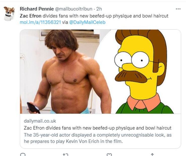 Zac Efron luce irreconocible con músculos enormes y el pelo de 'príncipe valiente'