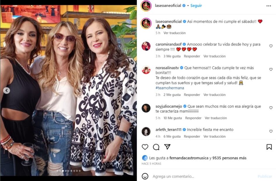 Angélica Rivera celebrando el cumpleaños de Mariana Seoane / Instagram: @laseoaneoficial