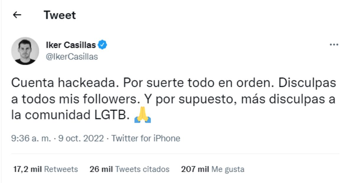 Hackean a Iker Casillas en Twitter y publican sobre su sexualidad