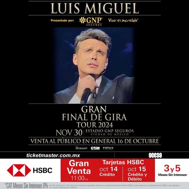 Luis Miguel anunció el cierre de su gira en el nuevo Estadio GNP / Foto: X Ocesa