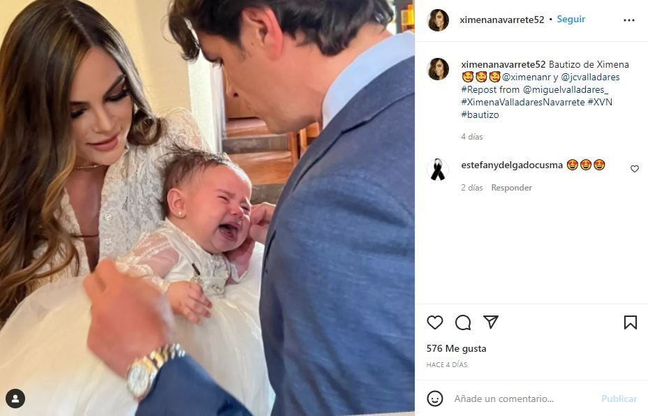 Ximena Navarrete y Juan Carlos Valladares celebran el bautizo de su hija Ximena