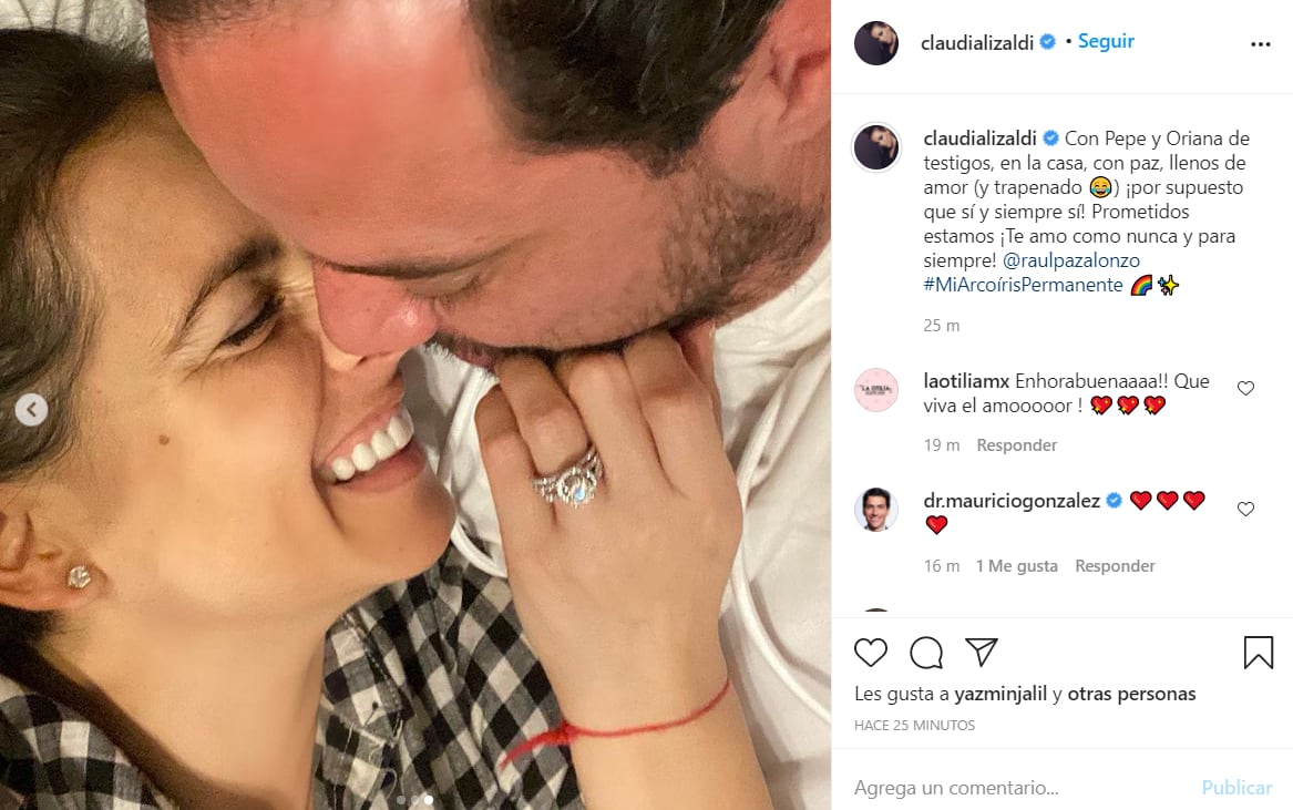 Claudia Lizaldi y Raúl Paz Alonzo se comprometen ¡y presumen espectacular anillo!