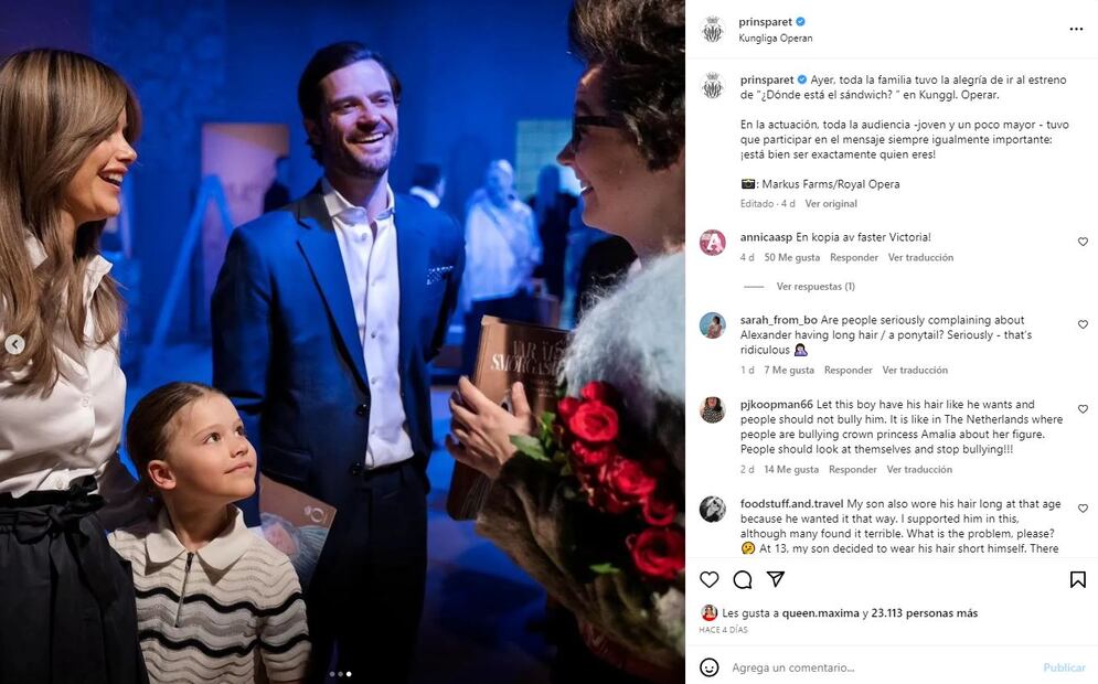 El príncipe Alexander, hijo de Sofía y Carlos Felipe de Suecia, cambia su look por una ponytail. "¡Está bien ser exactamente quien eres!"