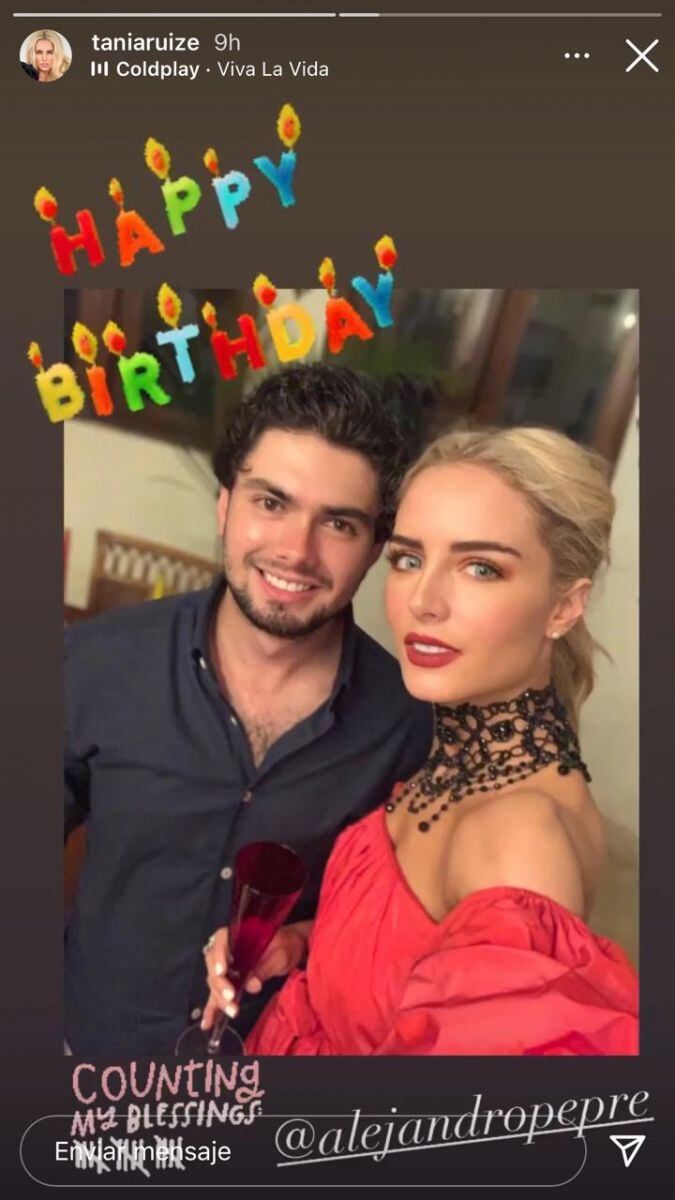 Tania Ruiz felicita a Alejandro Peña en su cumpleaños 23