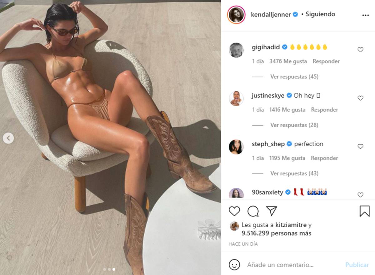 Kendall Jenner aturde a millones con bikini beige y botas vaqueras