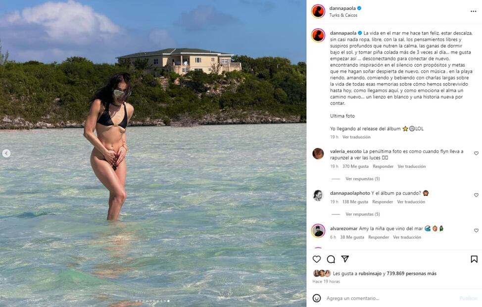 Las vacaciones de Danna Paola / Instagram: @dannapaola