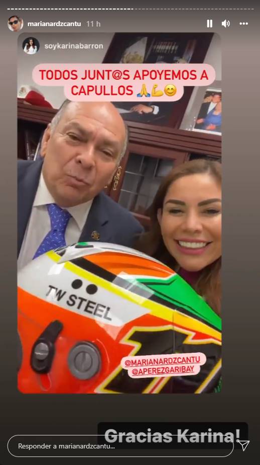 Casco de "Checo" Pérez será subastado para labor de Mariana Rodríguez
