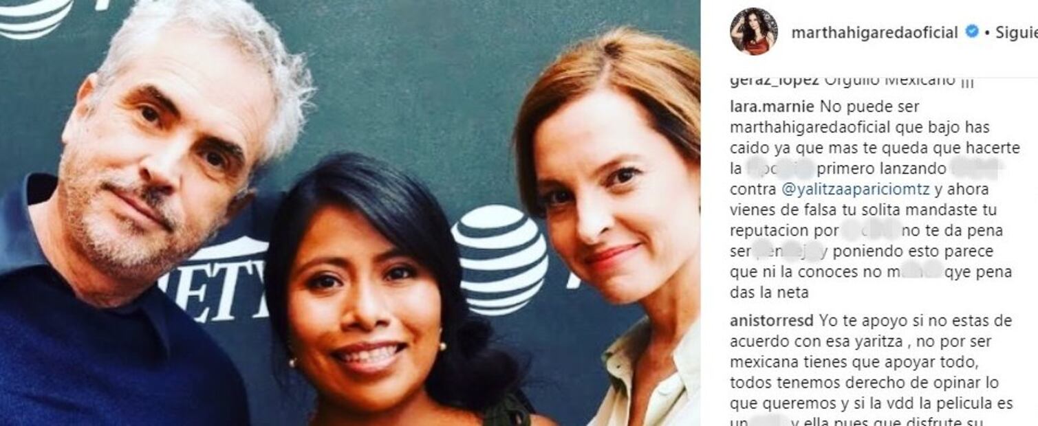 Así reaccionaron contra Martha Higareda; al parecer participó en un chat contra Yalitza