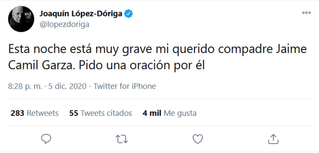 Papá de Jaime Camil está grave de salud