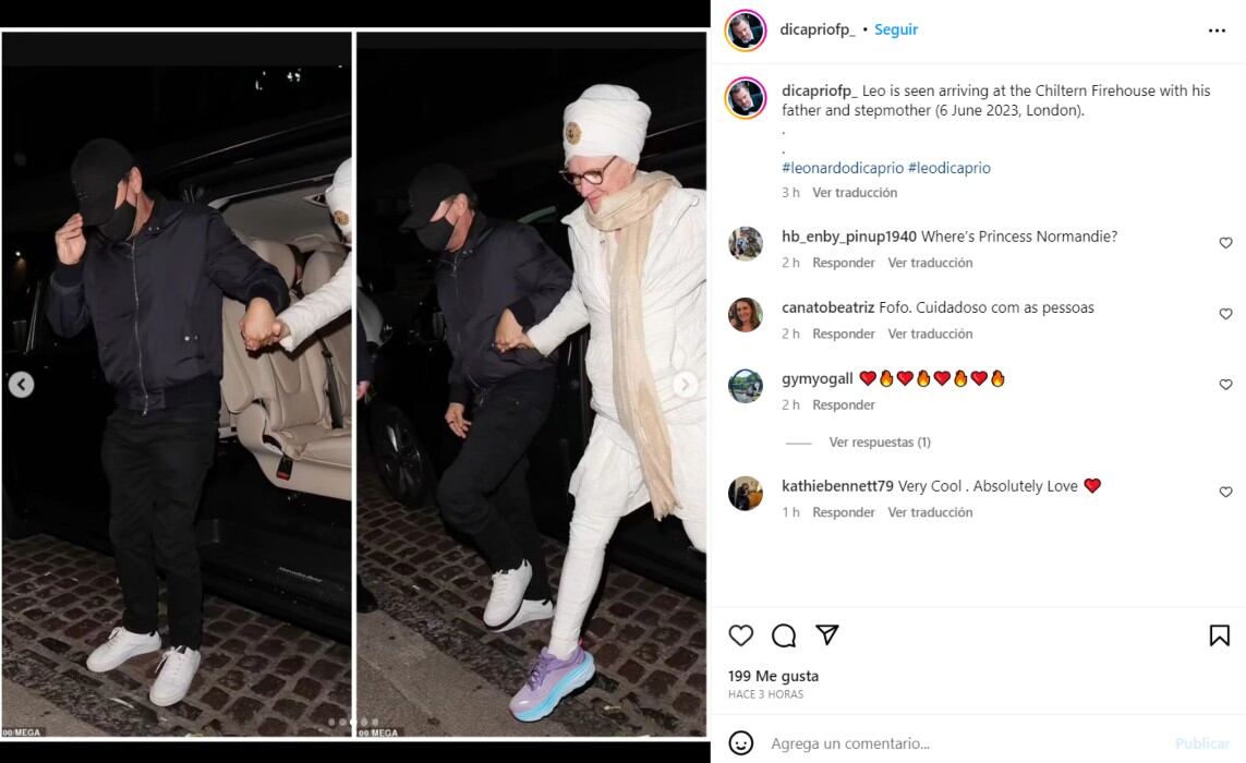 Leonardo DiCaprio y su madrasta cenando en Londres / Instagram