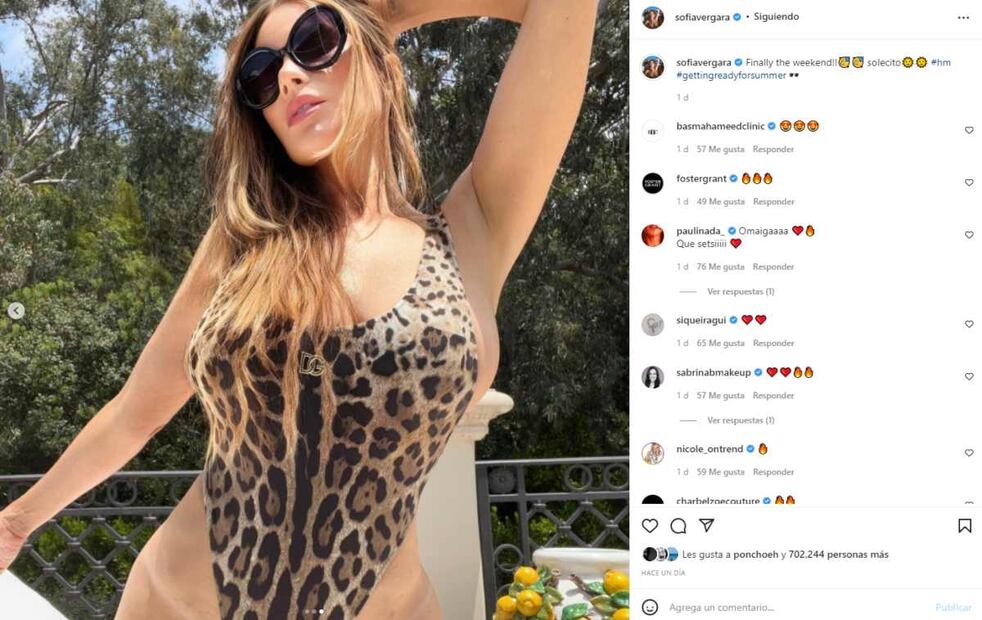 Sofía Vergara está lista para unos días de sol con un traje de baño Dolce & Gabbana en animal print
