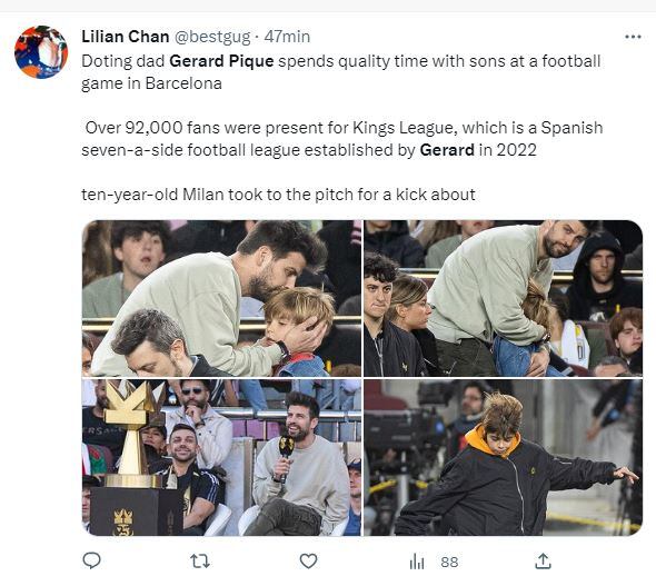 Gerard Piqué, sin Clara Chía, celebra con sus hijos el final de la Kings League