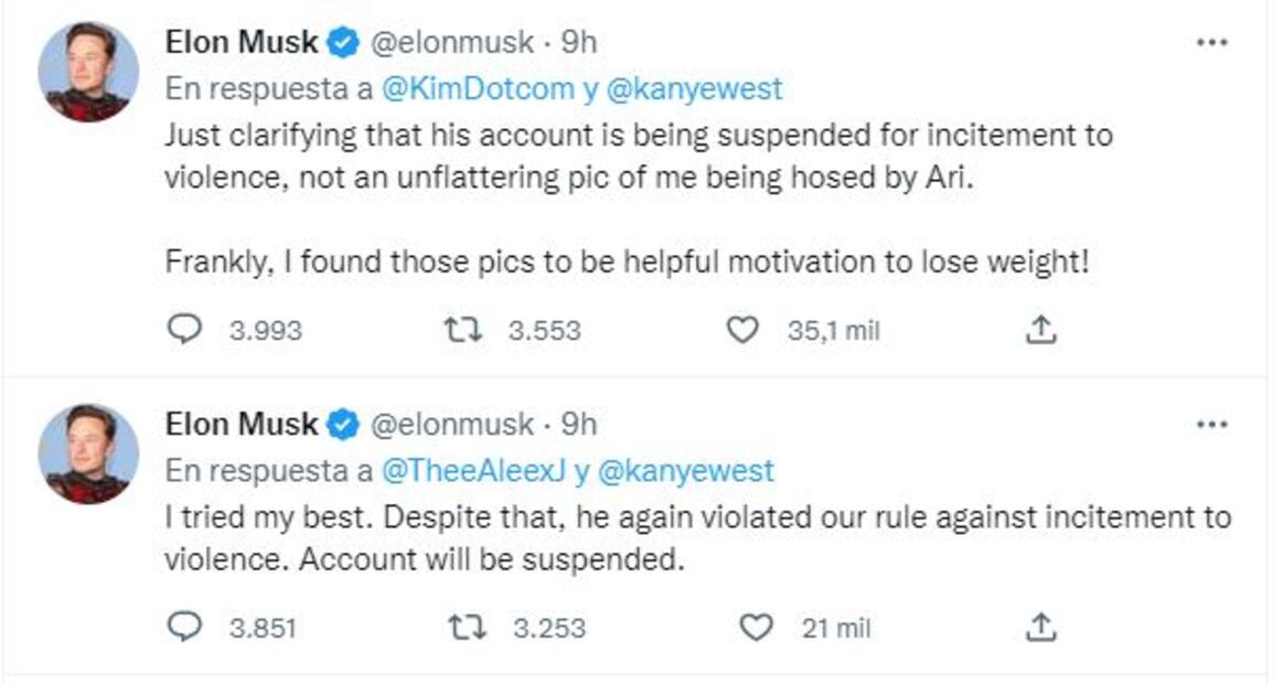 Elon Musk suspende cuenta de Kanye West en Twitter por violar la regla de incitación a la violencia