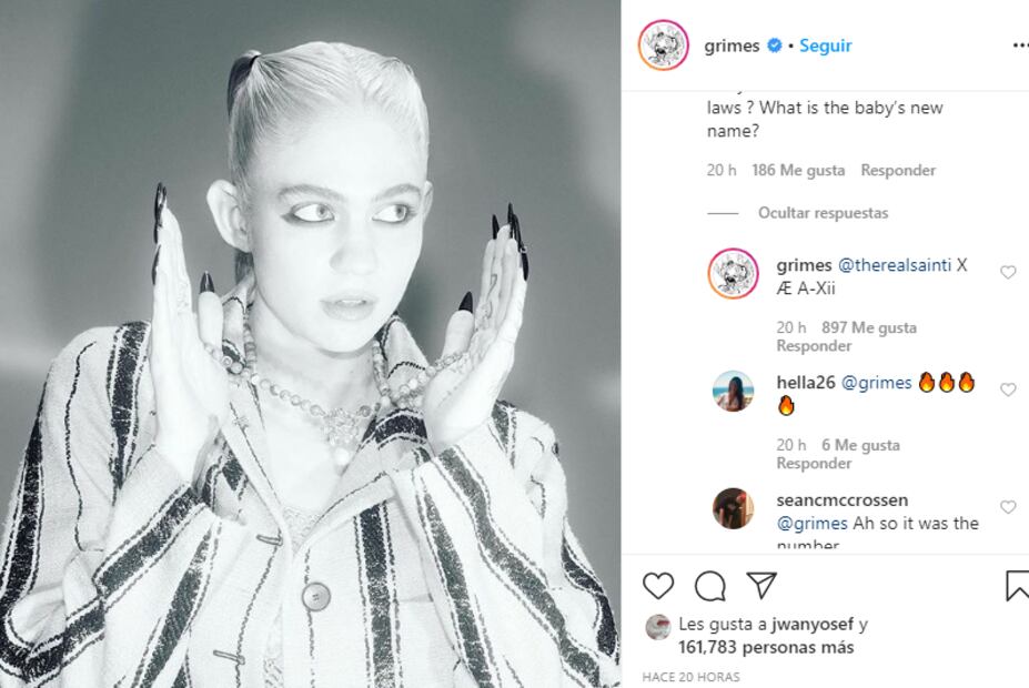 Elon Musk y Grimes cambian el nombre de su bebé ¡por otro más complicado!