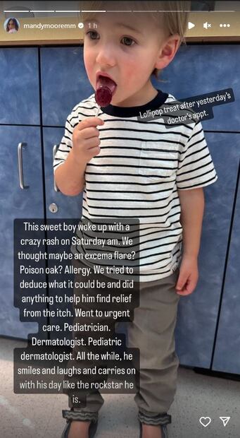 El pequeño Gus, de 2 años, es hijo de Mandy Moore / Instagram