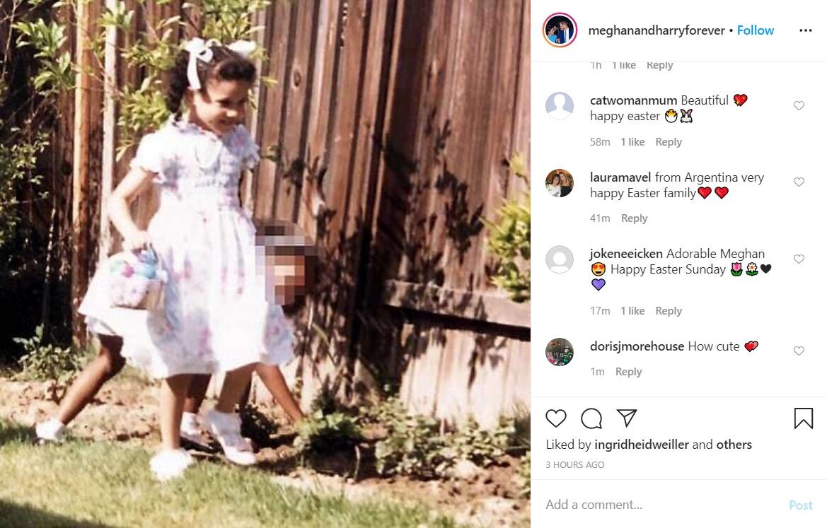 Comparten nostálgica foto de Meghan Markle buscando huevos de Pascua