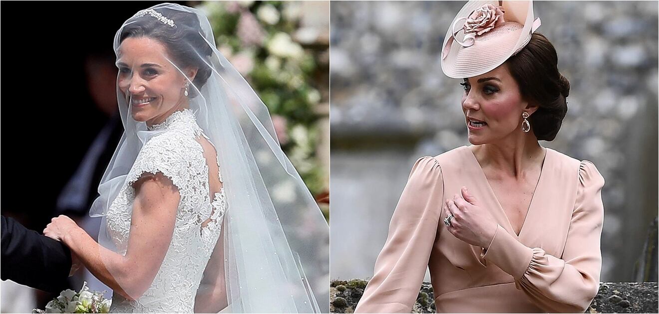 <p>Las hermanas Middleton y los accesorios con los que acompañaron sus&nbsp;atuendos. <strong>(Fotos: Robinson Pelham, Kiki McDonough, Manolo Blahnik, AP, AFP, EFE)</strong></p>
