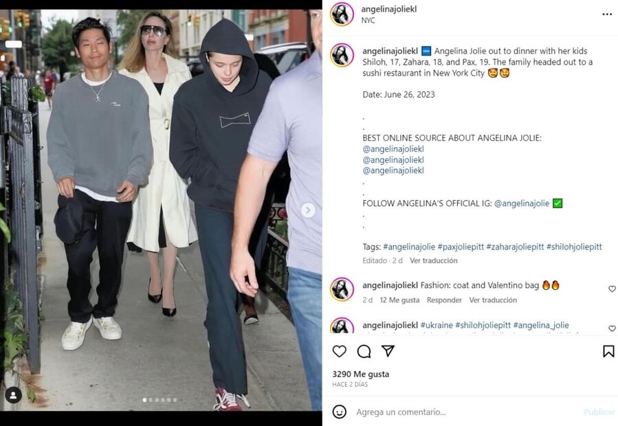 Shiloh Jolie-Pitt, su hermano Pax y su mamá Angelina Jolie / Instagram