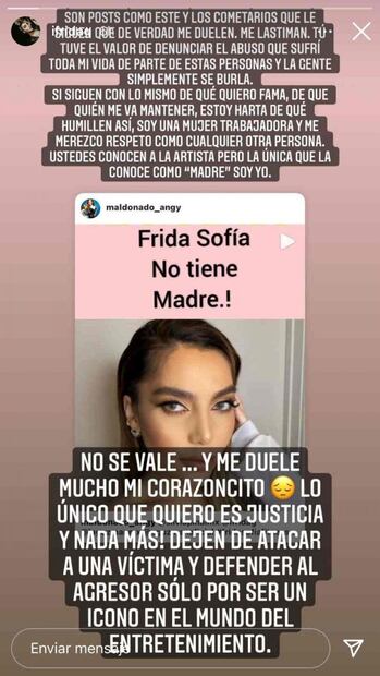 Frida Sofía implora respeto: “Dejen de atacar a la víctima y defender al agresor”