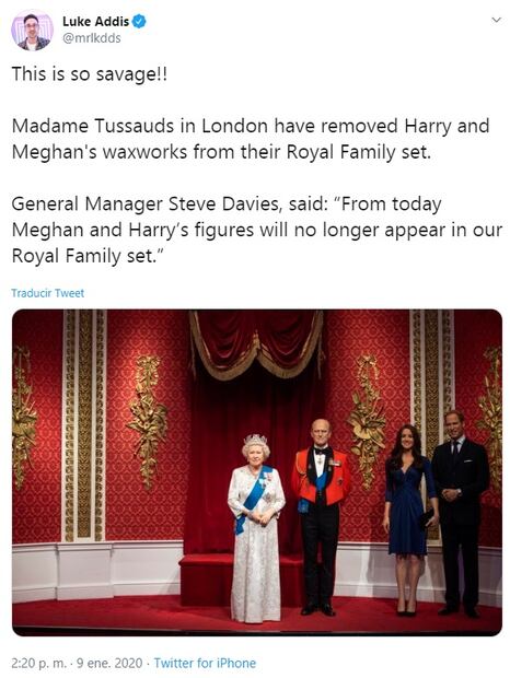 Tras la renuncia de Meghan Markle y el príncipe Harry, el museo Madame Tussaud retiró las figuras de los duques de Sussex