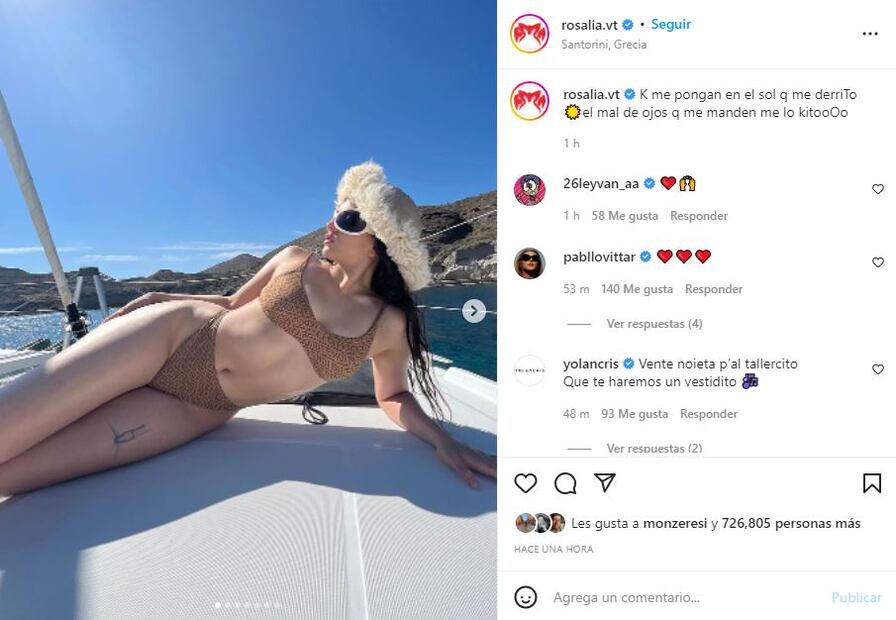Rosalía presume sus curvas en un coordinado Fendi X Skims