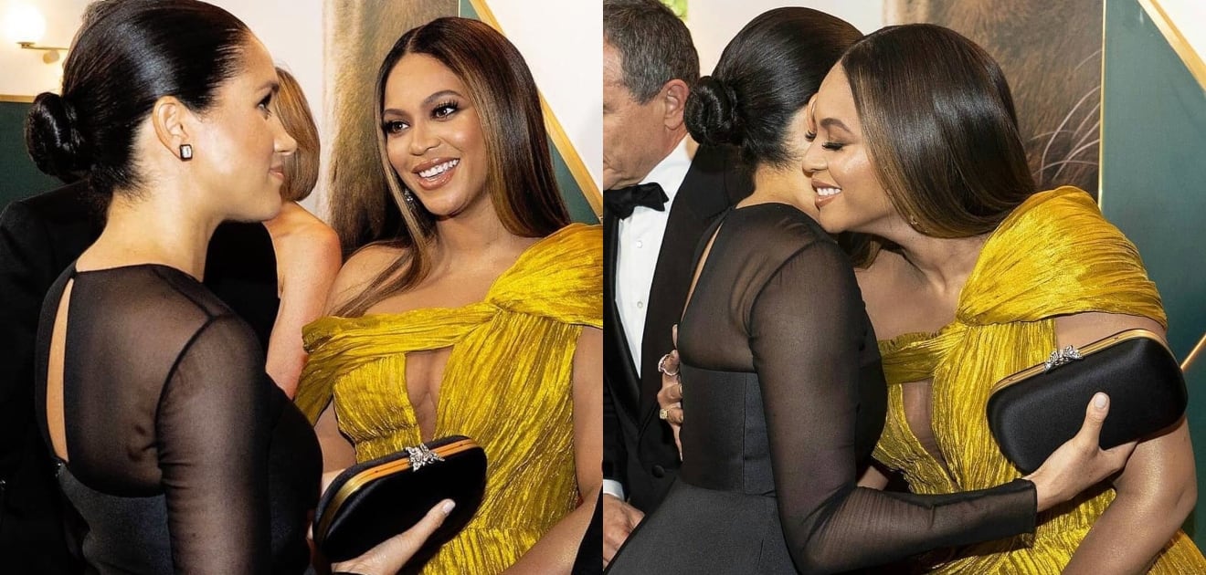 Meghan Markle conoce a Beyoncé en la premiere de El Rey León en Londres